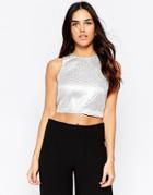 Jarlo Embossed Sleeveless Top - Silver