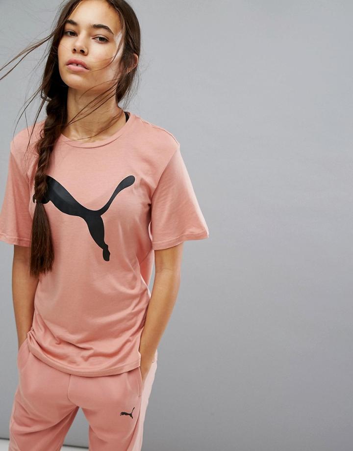 Puma Evostripe Boyfriend Tee In Pink - Pink