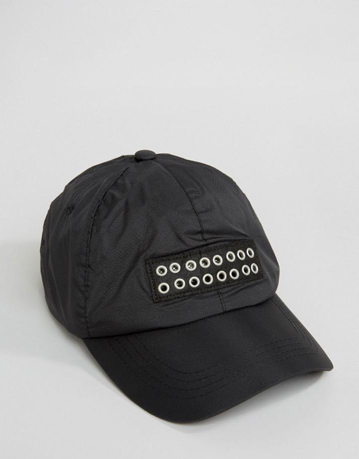 Asos Baseball Cap With Eyelets - Black