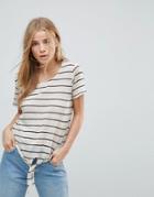 Vero Moda Stripe Tie Front T-shirt - Multi
