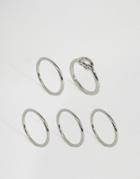 Pieces Blimea Combi Multipack Rings - Silver