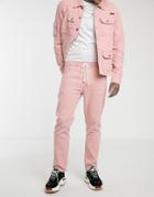 Liquor N Poker Cropped Straight Leg Pants In Dusty Pink
