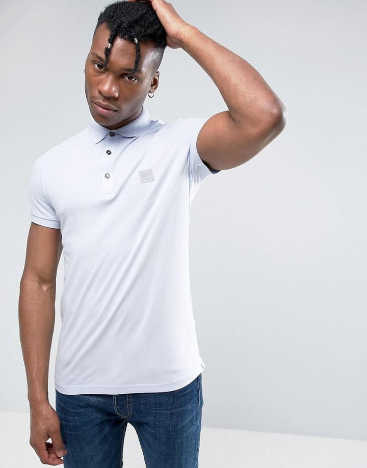 Boss Orange By Hugo Boss Slim Polo Stretch Pique In Sky Blue - Blue
