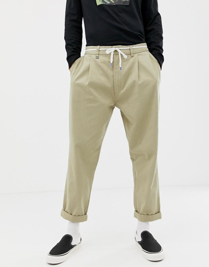 Bershka Loose Fit Pants In Stone - Stone
