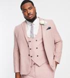 Harry Brown Plus Wedding Tweed Wide Lapel Slim Fit Suit Jacket-pink
