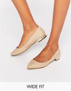 New Look Wide Fit Gem Heel Pointed Shoe - Stone