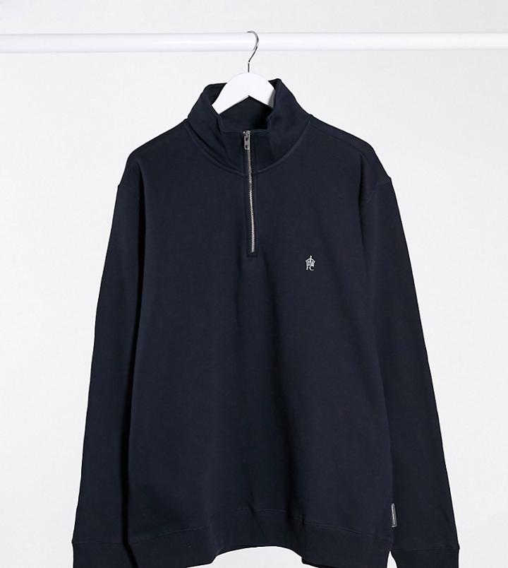 French Connection Plus Funnel Neck Half Zip Sweatshirt In Navy