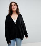 Asos Curve Oversized Cardigan With Zip Front - Black