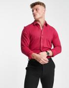 Harry Brown Pique Slim Fit Shirt-red