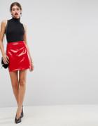 Asos Vinyl A Line Mini Skirt - Red