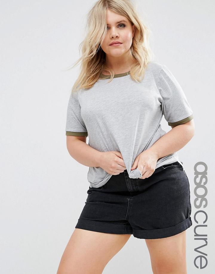 Asos Curve Basic Cuff T-shirt - Gray