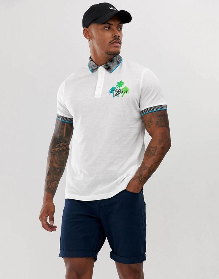 Boss Pgeorge Tipped Logo Polo In White - White