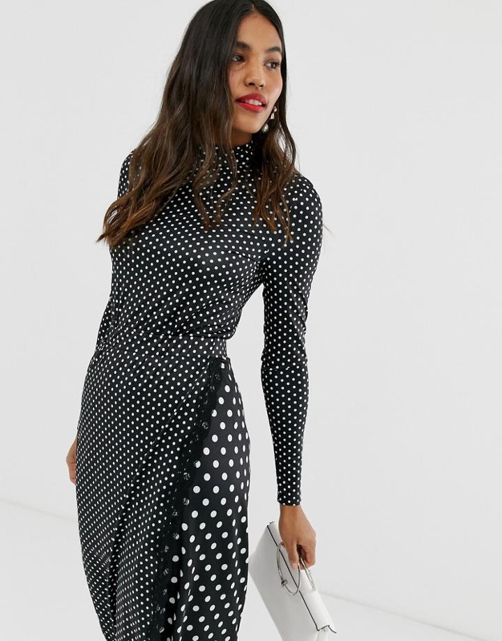 Y.a.s Pieza High Neck Polka Dot Long Sleeved Top-black