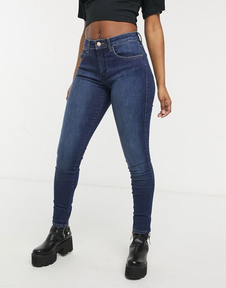 Wrangler Body Bespoke Mid Rise Skinny Jeans In Dark Blue-blues