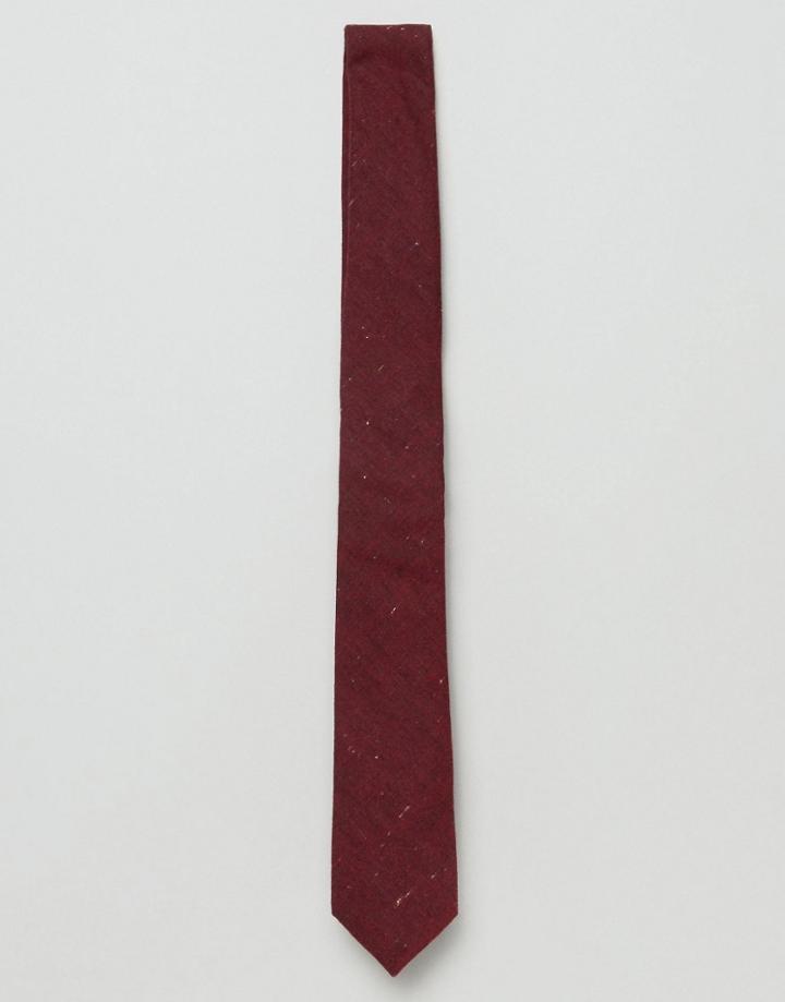 Asos Slim Tie In Burgundy With Colored Neps - Red