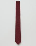 Asos Slim Tie In Burgundy With Colored Neps - Red