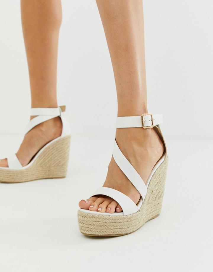 Raid Zain White Espadrille Wedge Sandals - White