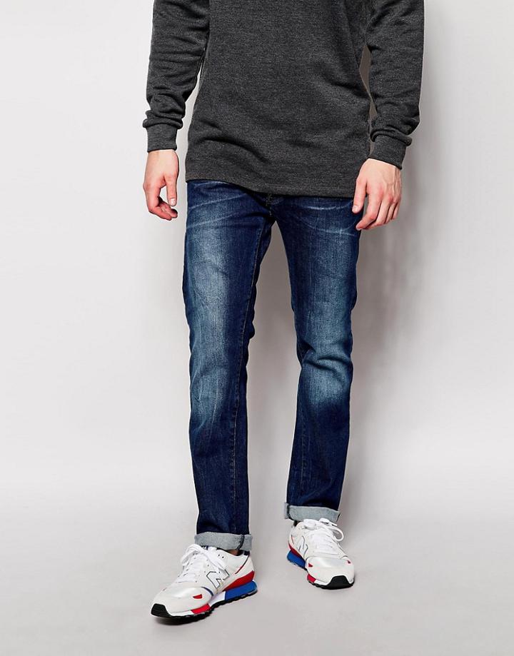 G-star Jeans Defend Straight Fit Blasted Medium Aged - Blue