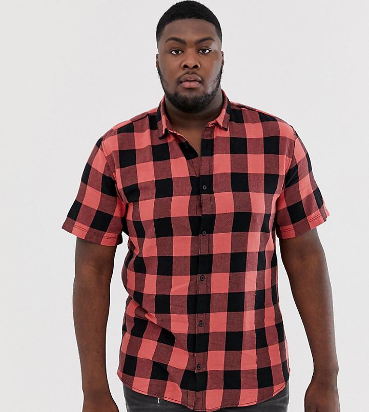Only & Sons Short Sleeve Check Shirt In Red