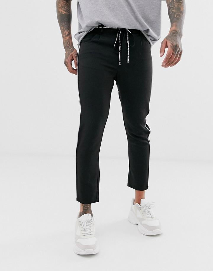The Couture Club Smart Pants With Taping In Black - Black