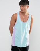 Asos Tank With Cut & Sew Panels In Mint/lilac - Green