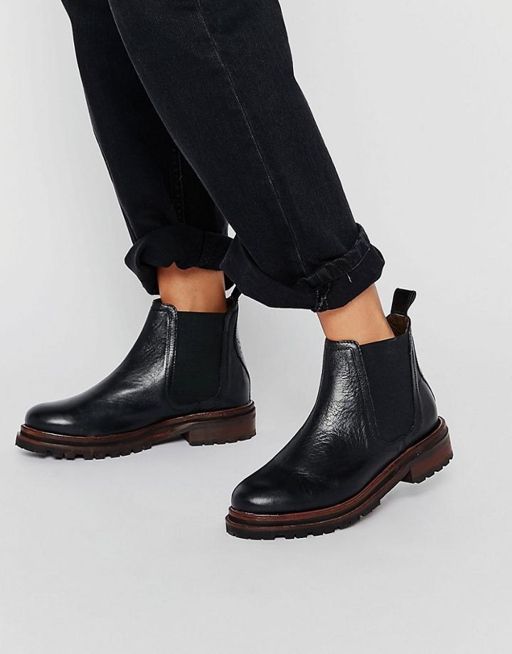 Hudson London Black Leather Wistow Ankle Boot - Black