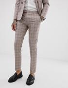 Twisted Tailor Super Skinny Suit Pants In Mini Check - Beige