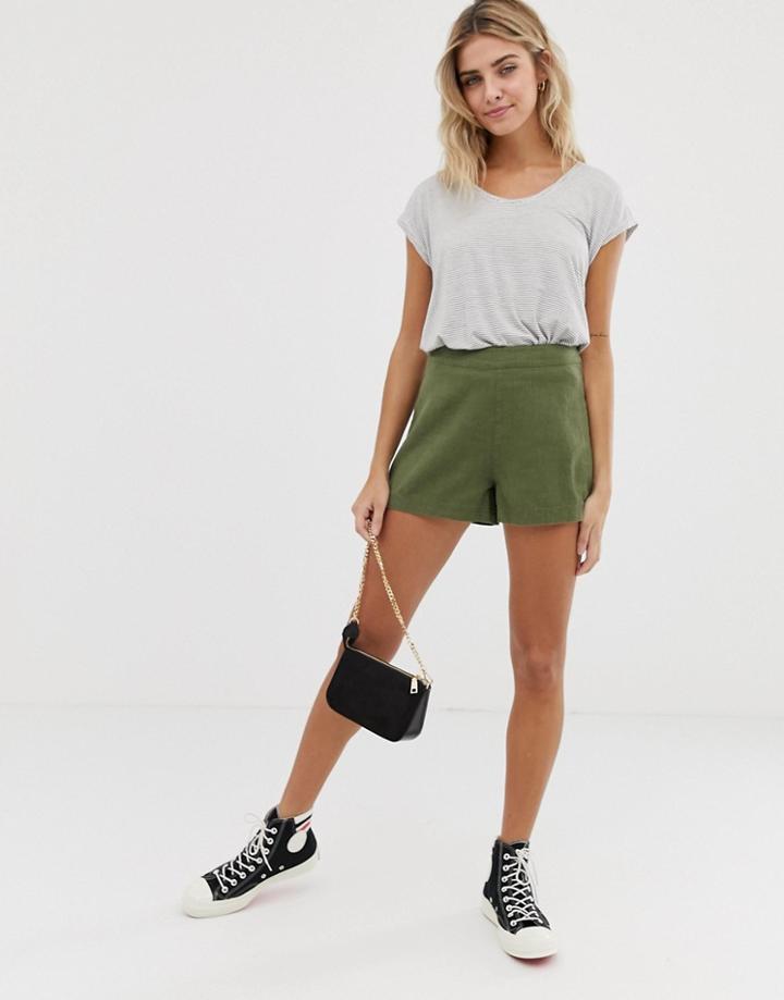 Asos Design Easy Casual Short With Exposed Zip - Green