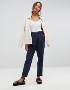 Asos Pinstripe Paperbag Waisted Tapered Pant - Multi