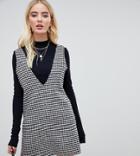 Unique21 Structured Mini Dress In Oversized Houndstooth - Black