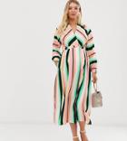 Asos Design Maternity Wrap Maxi Dress In Stripe - Multi