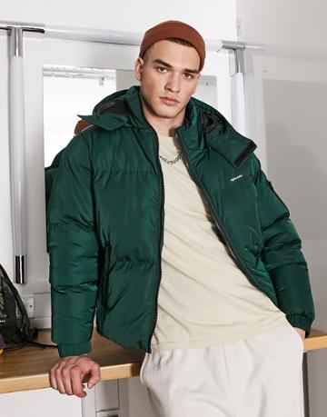 Night Addict Hooded Puffer Jacket In Capulet Olive-green