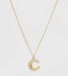 Designb London Embossed Moon Pendant Necklace - Gold