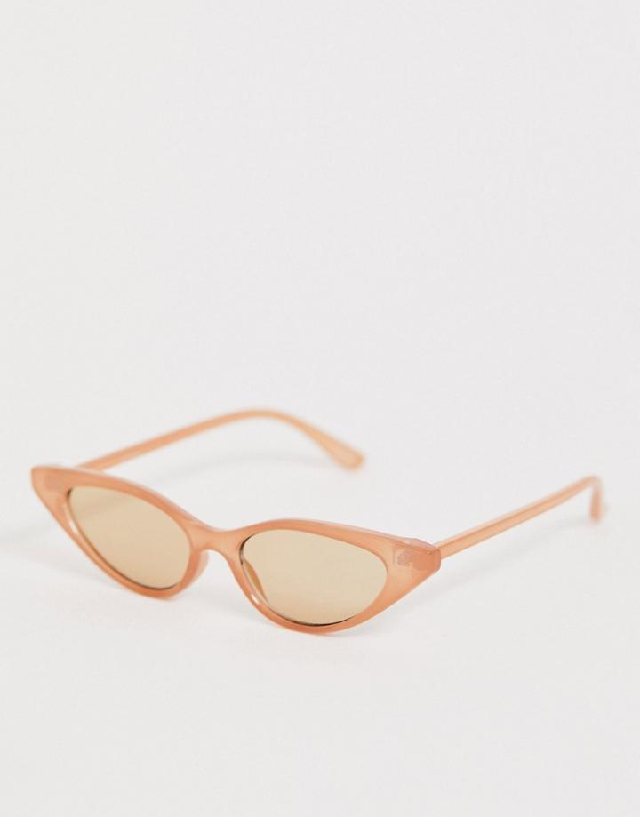 Asos Design Cat Eye In Light Pink And Brown Lens