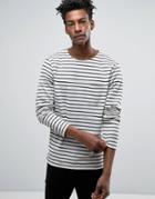 Only & Sons Breton Sweatshirt With Curved Hem In White - White