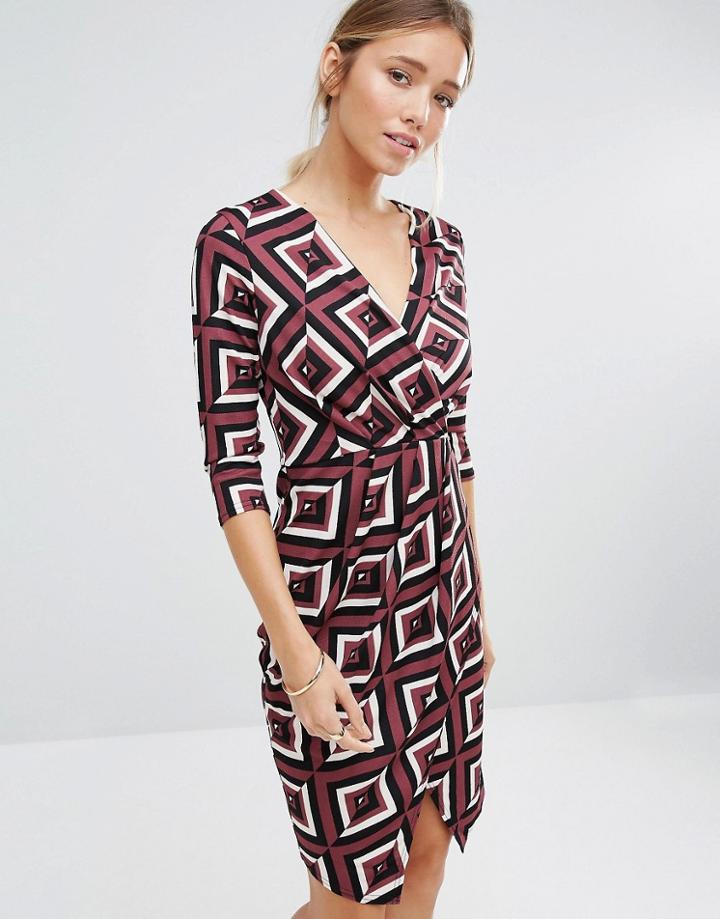 Closet V Neck Drape Dress - Purple
