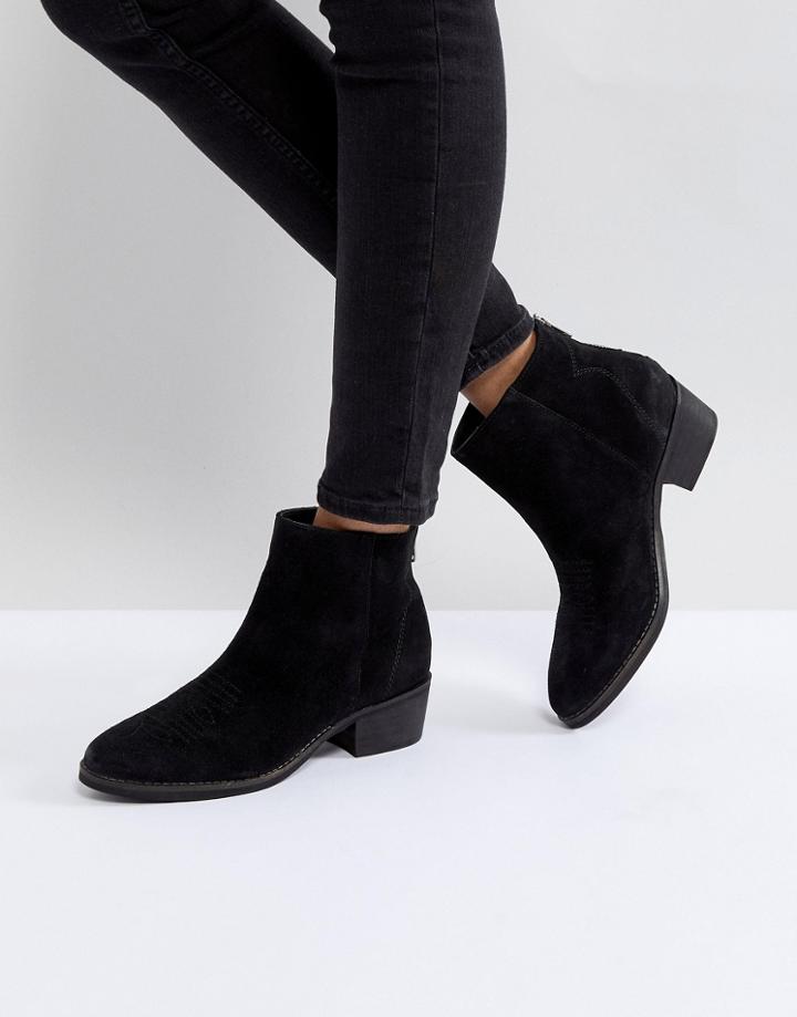 Rule London Suede Flat Boot - Black