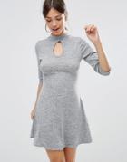 Daisy Street Dress With Scarf Detail - Gray