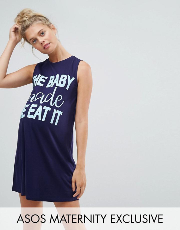 Asos Maternity Made Me Eat It Sleep Tank - Blue