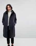 Parka London Cleo Boyfriend Duster Coat With Faux Fur Collar - Navy