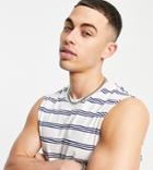 New Look Horizonal Stripe Tank In Navy Stripe-grey