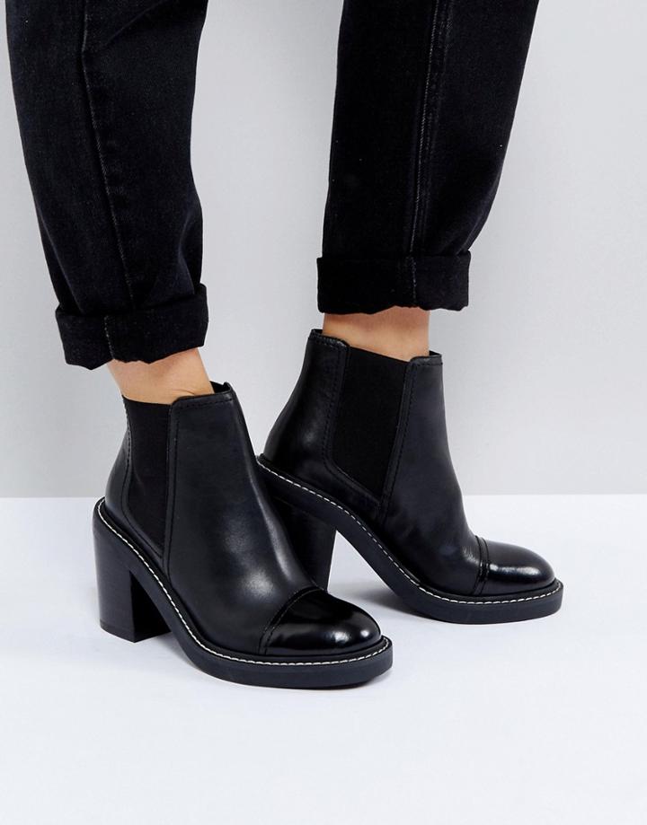 Asos Entail Premium Leather Heeled Chelsea Boots - Black