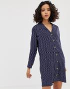 Native Youth Relaxed Shirt Dress In Abstract Polka Dot-navy