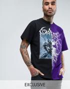 Reclaimed Vintage Inspired Oversized Spliced T-shirt With Metal Print - Black