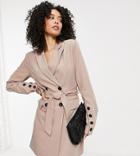 4th & Reckless Tall Belted Blazer Dress In Mink-neutral