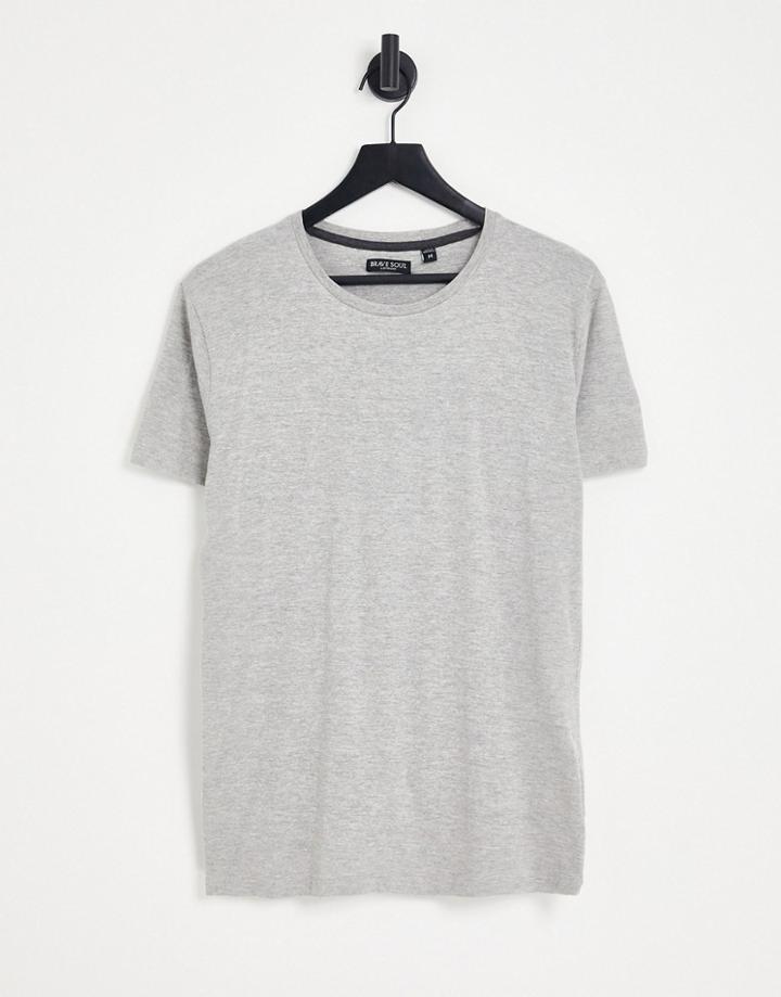 Brave Soul Crew Neck T-shirt In Light Gray Heather