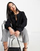 & Other Stories Organic Cotton Blend Bow Detail Cardigan In Black-neutral