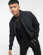 Calvin Klein Jeans Mixed Media Zip Up Sweatshirt In Black