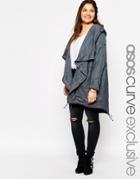 Asos Curve Parka With Waterfall And Storm Flap - Gray
