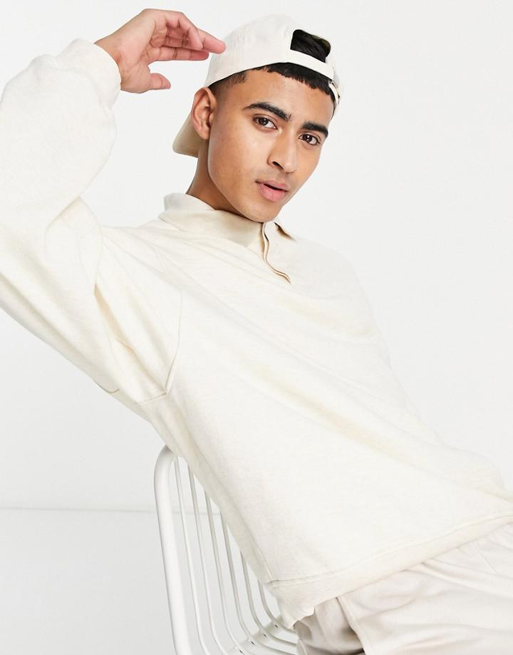 River Island Long Sleeve Rugby Sweatshirt In Ecru-neutral